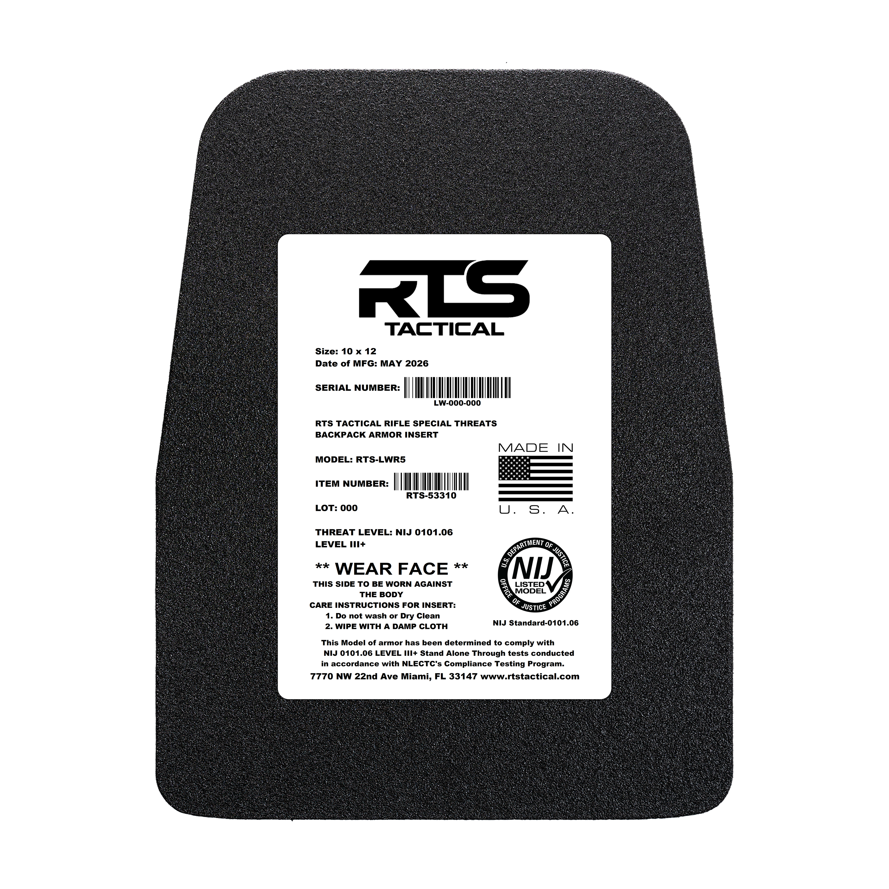 RTS Level III+ Rifle Special Threat Backpack Armor Inserts – RTS