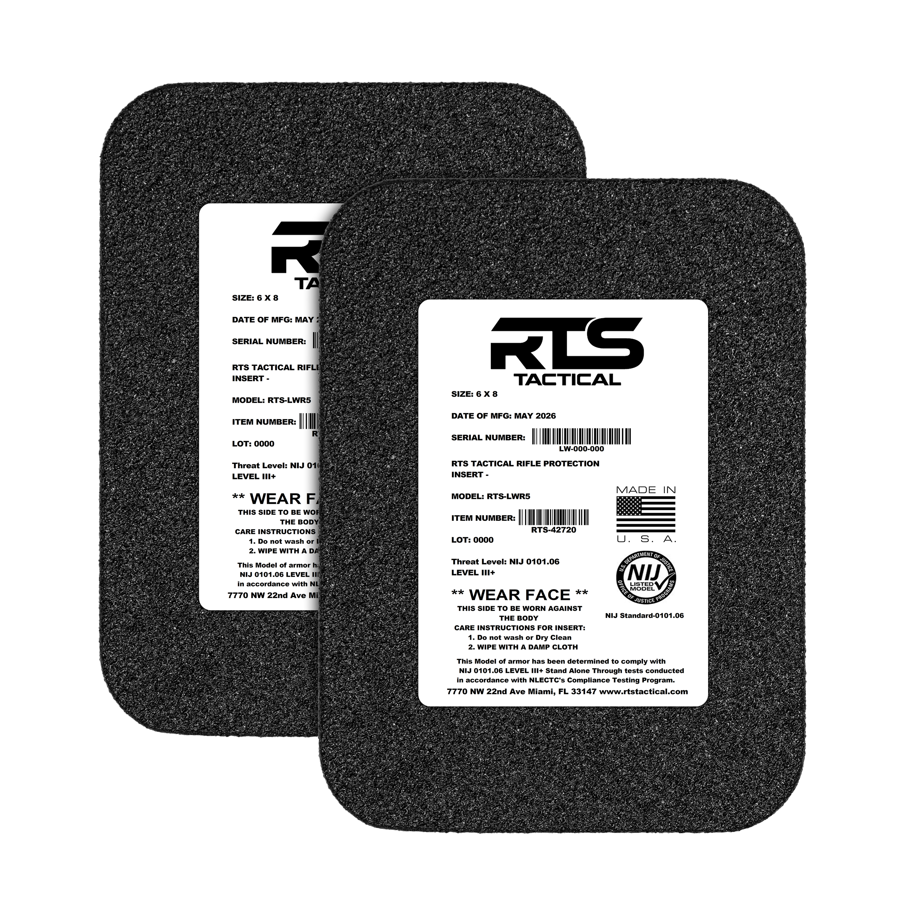 RTS LWR5 Level III+ Rifle Special Threats 6X8 Inserts – RTS Tactical