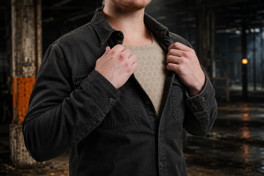 A man wearing Concealable Body Armor