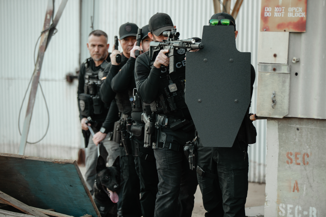 Police using ballistic shield