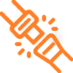 An orange quick-release buckle system icon.
