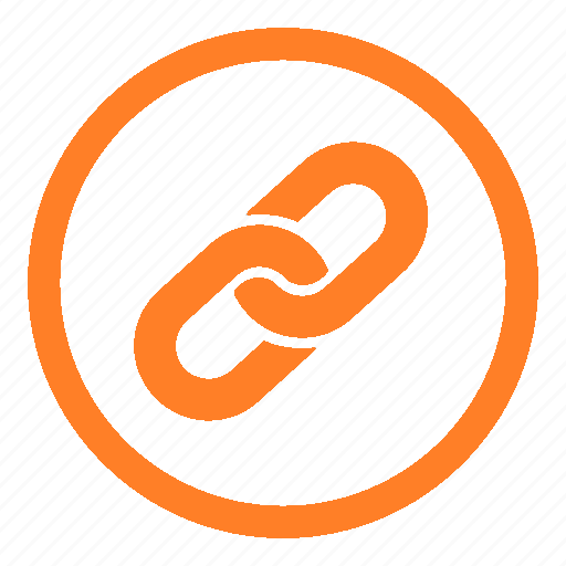 An orange circle icon with an orange link in the center of the circle.