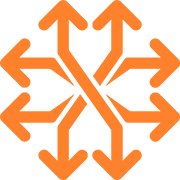 An orange icon with arrows pointing in multiple directions.