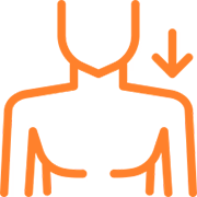 An icon of an arrow pointing to a persons shoulder.