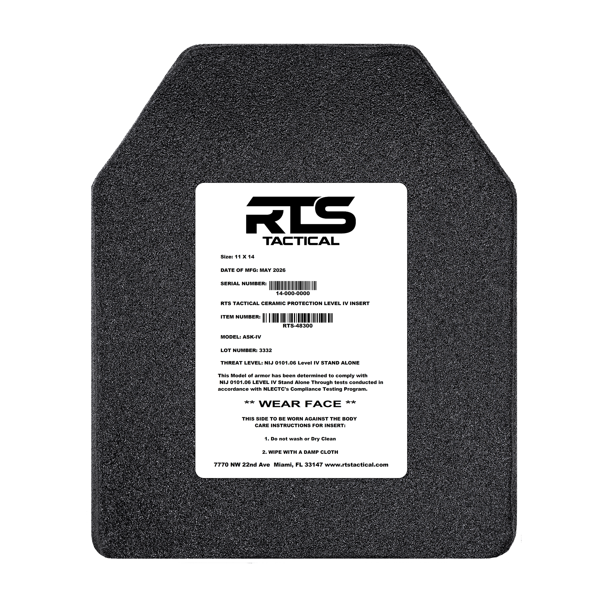 11 x14 Level IV Ceramic Armor Plate | Rifle Rated Protection – RTS Tactical