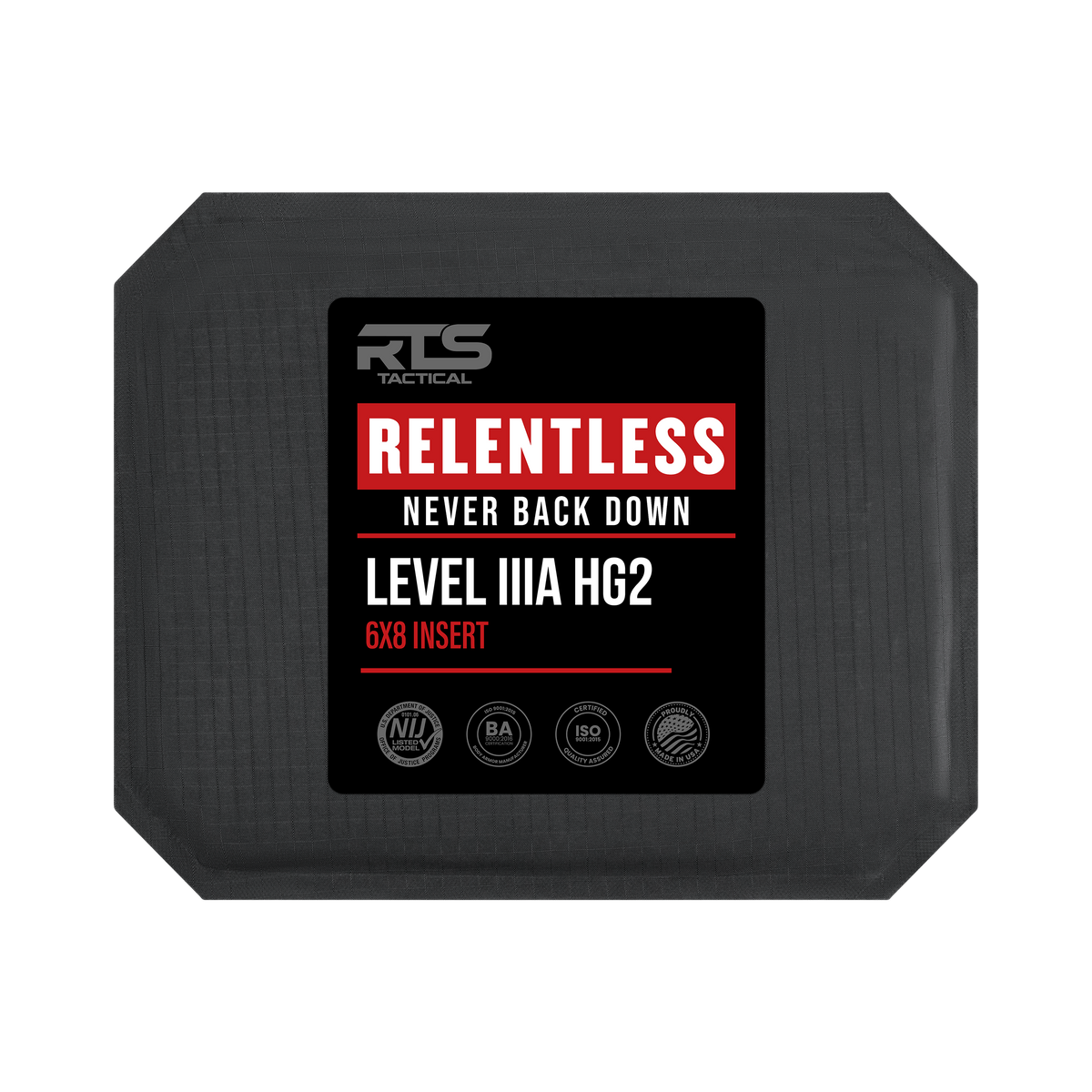 Relentless Soft Armor NIJ 0101.06 Level IIIA HG2 6X8 Insert – RTS