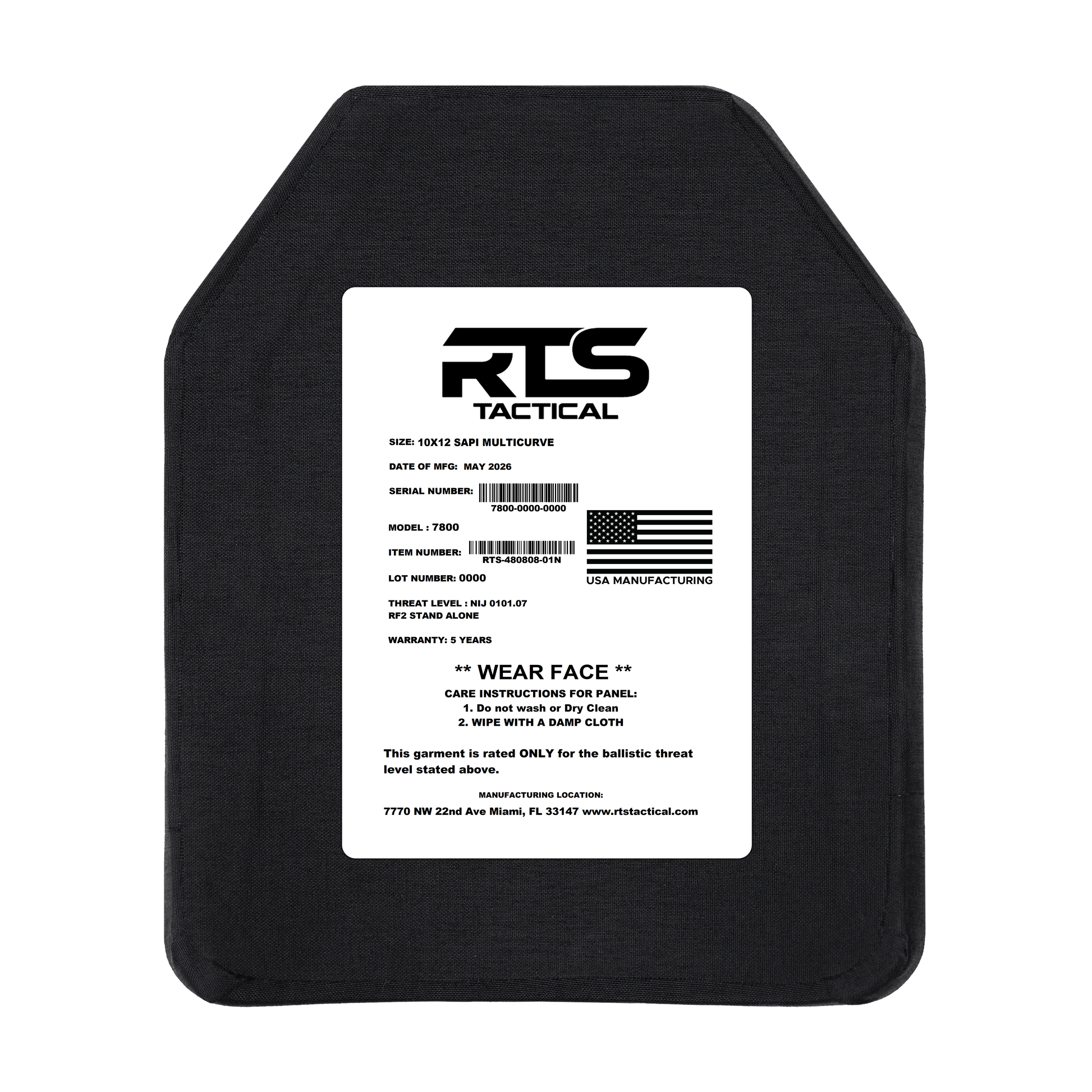 NIJ 07 RF2 Stand Alone 7800 Series 10x12 SAPI Multi Curve Armor NIJ 07 RF2 Stand Alone 7800 Series 10x12 SAPI Multi Curve Armor