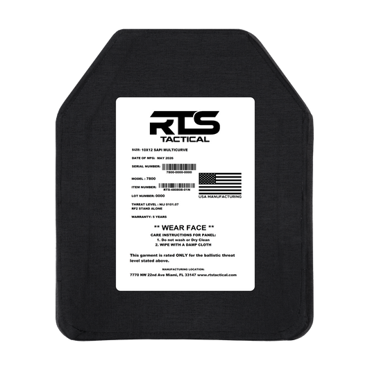 RTS Tactical NIJ 07 RF2 Stand Alone 7800 Series 10x12 SAPI Multi Curve