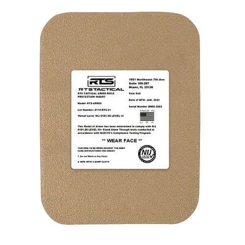 The RTS Tactical AR600 Special Threat Level III side plate armor inserts.