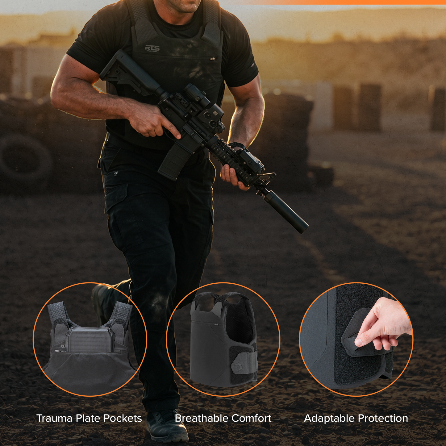 RTS Tactical Athletic Body Armor Vest - NIJ 07 HG2 (Level IIIA)
