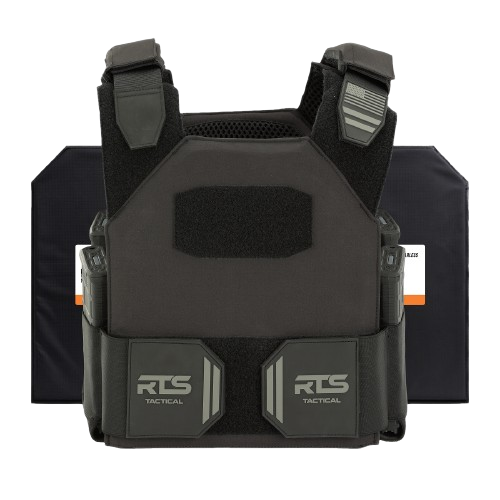 A tactical vest with reinforced black padding and adjustable straps, designed for protection and durability.