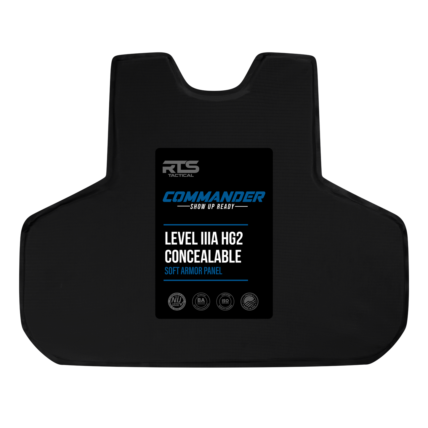 Level IIIA HG2 Concealable black soft armor panel