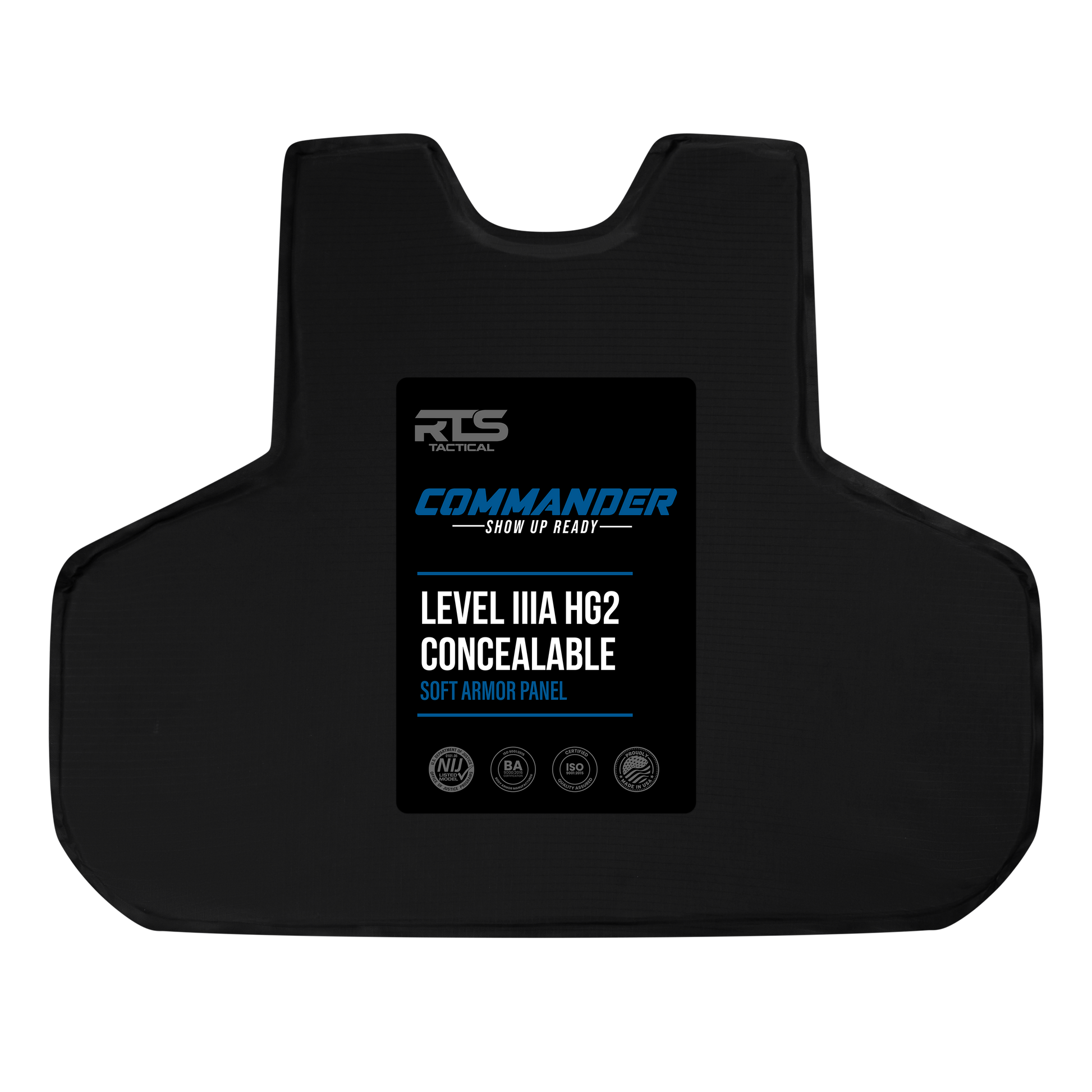 Level IIIA HG2 Concealable black soft armor panel