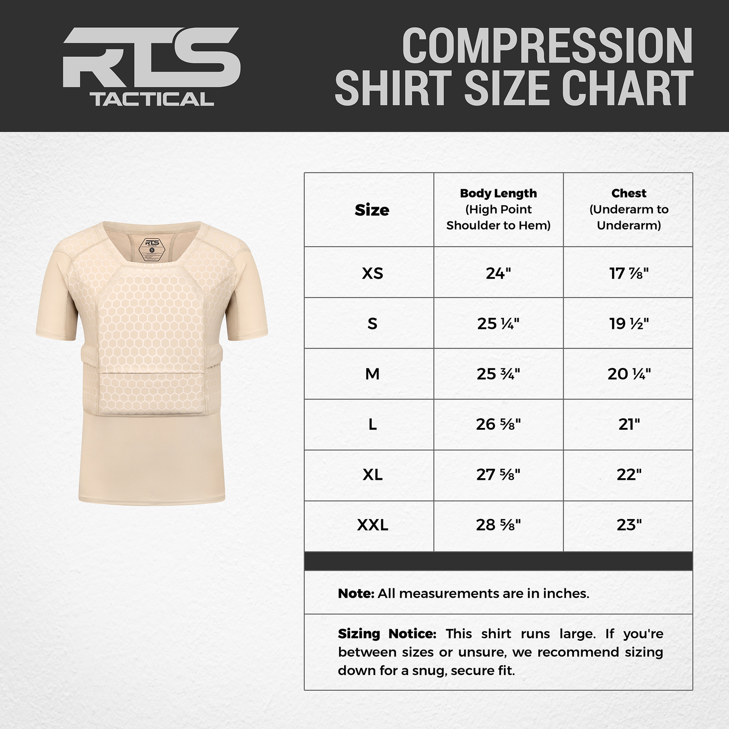 Compression Shirt Size Chart