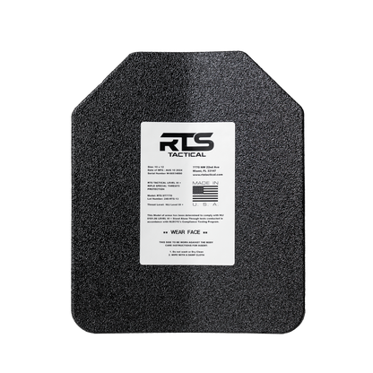 The shooter cut Level III+ Rifle Special Threats hard armor plate. 