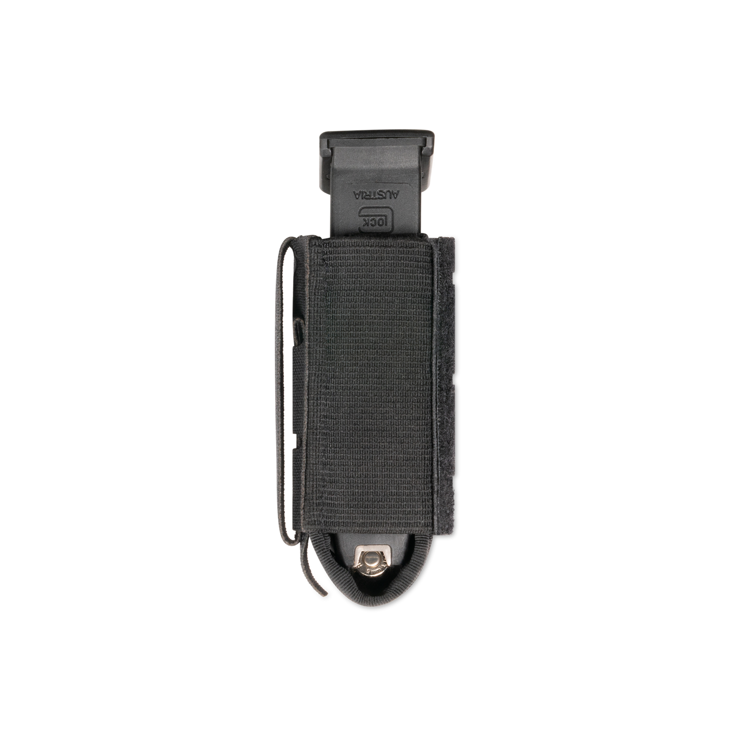 Backside of handgun magazine holder for belt