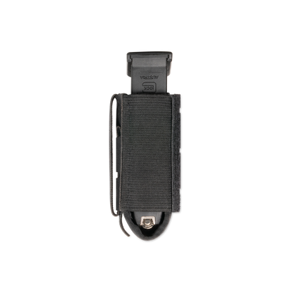 Backside of handgun magazine holder for belt