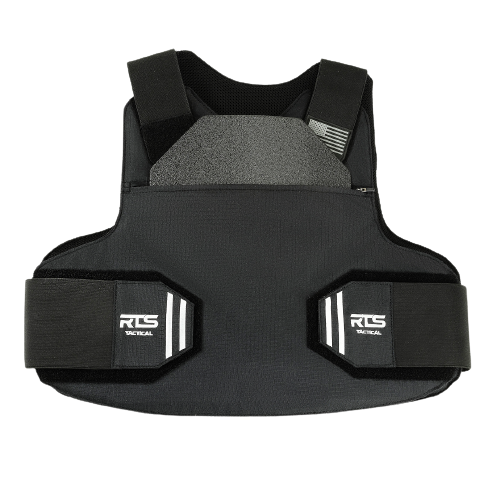 A multi-threat resistant Kevlar concealable vest with an armor plate placed inside.
