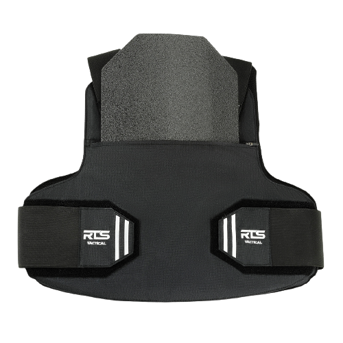 A multi-threat resistant Kevlar concealable vest with a hard armor plate.