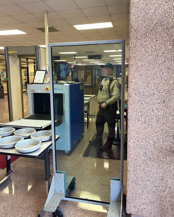 Security terminal at airport with bulletproof glass plane installation from RTS Tactical
