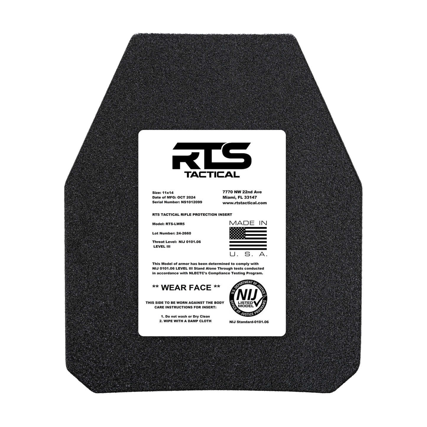 Ballistic plate with shooter cut from RTS Tactical.