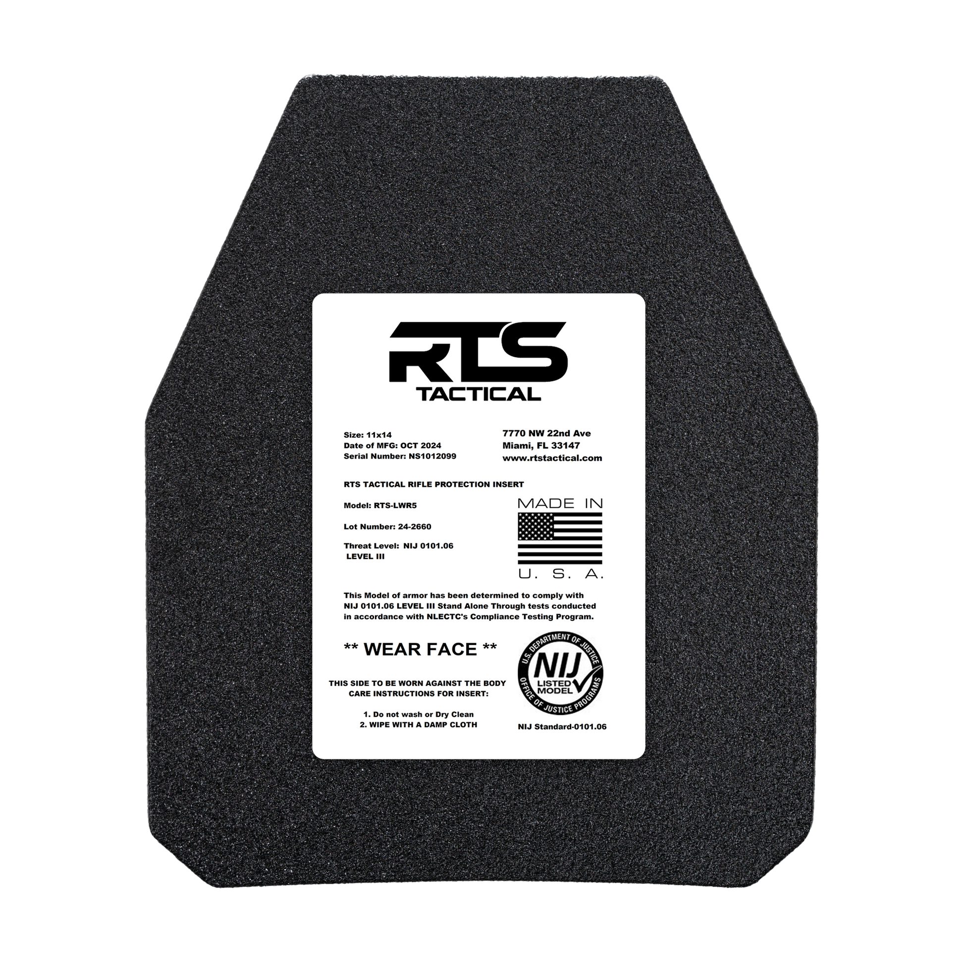 Ballistic plate with shooter cut from RTS Tactical.