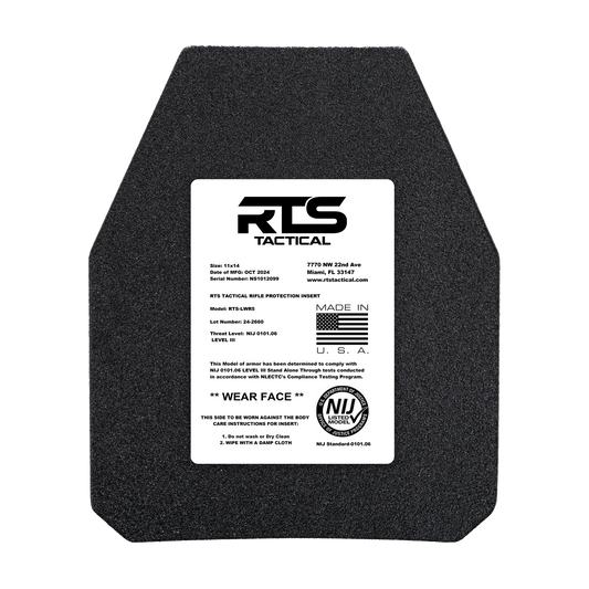 Ballistic plate with shooter cut from RTS Tactical.