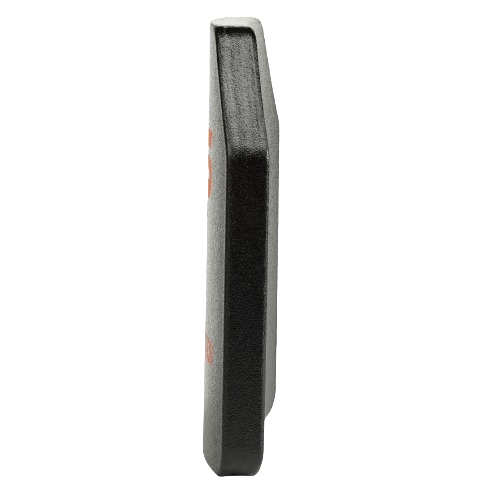 The NIJ Level IV Sapi Cut curved ceramic armor plate with a waterproof coating.