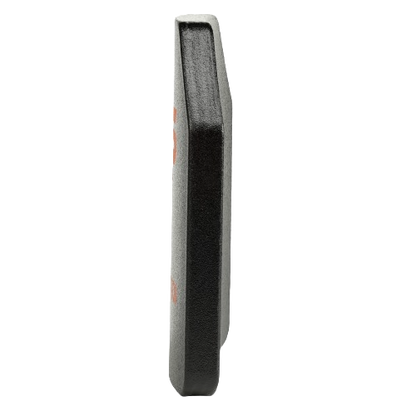 The NIJ Level IV Sapi Cut curved ceramic armor plate with a waterproof coating.