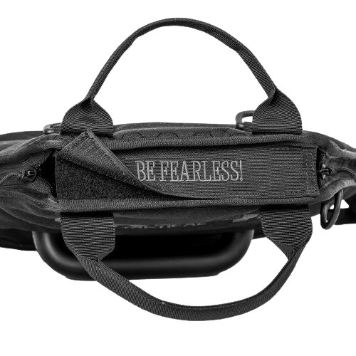 The rifle rated mini shield has both arm straps and carrying handles for easy transport.