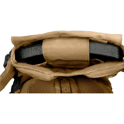 A hard armor plate placed inside of the OPSEC Advanced Quick Release Plate Carrier.