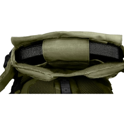 A 10x12 armor plate placed inside of the OPSEC Advanced Quick Release Plate Carrier.