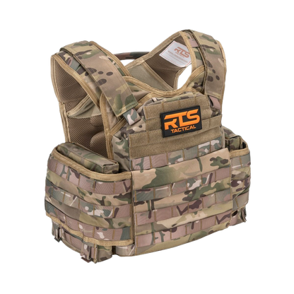 A premium plate carrier from RTS in the Multicam colorway.