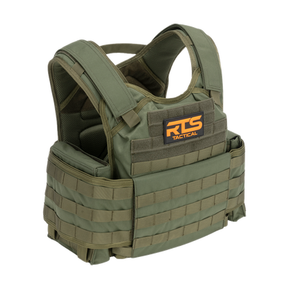 A 10x12 premium plate carrier with MOLLE webbing and full adjustability.
