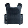 Dark blue tactical vest with reinforced front panel, adjustable shoulder straps, and modular webbing.