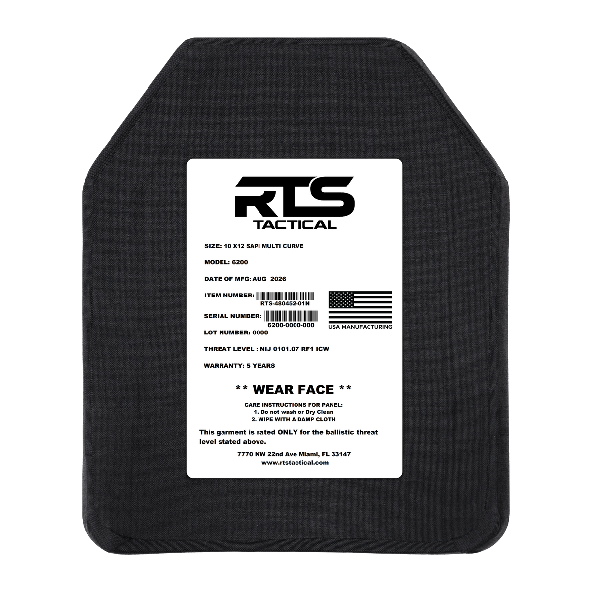 RTS Tactical NIJ 07 RF1 ICW 6200 Series Multi Curve