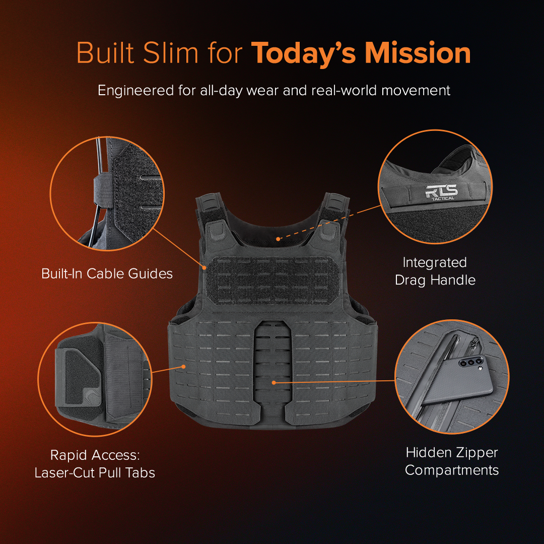 RTS Tactical Slim Tac Special Operations Body Armor Vest - NIJ 07 HG2 (Level IIIA)