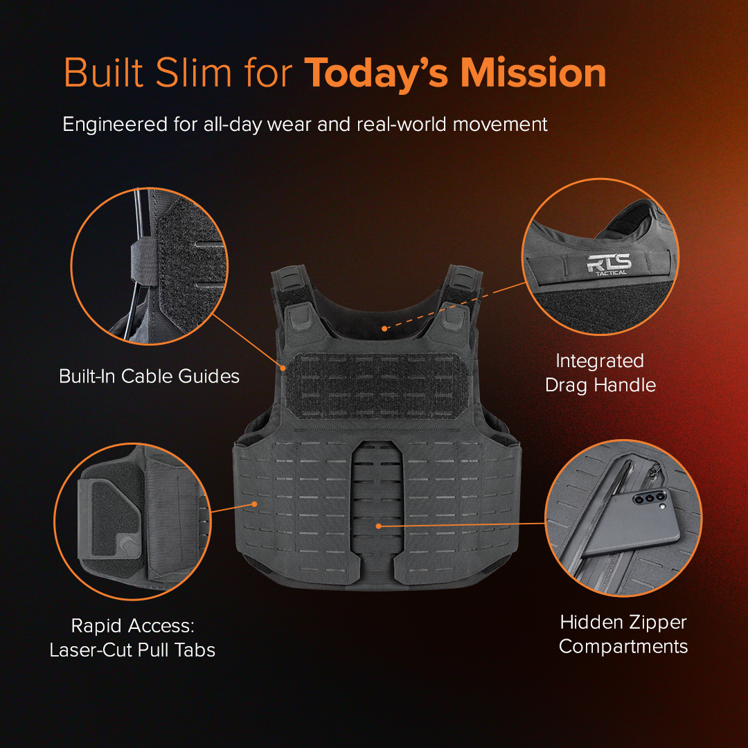 RTS Tactical Slim Tac Special Operations Body Armor Vest - NIJ 07 HG2 (Level IIIA)