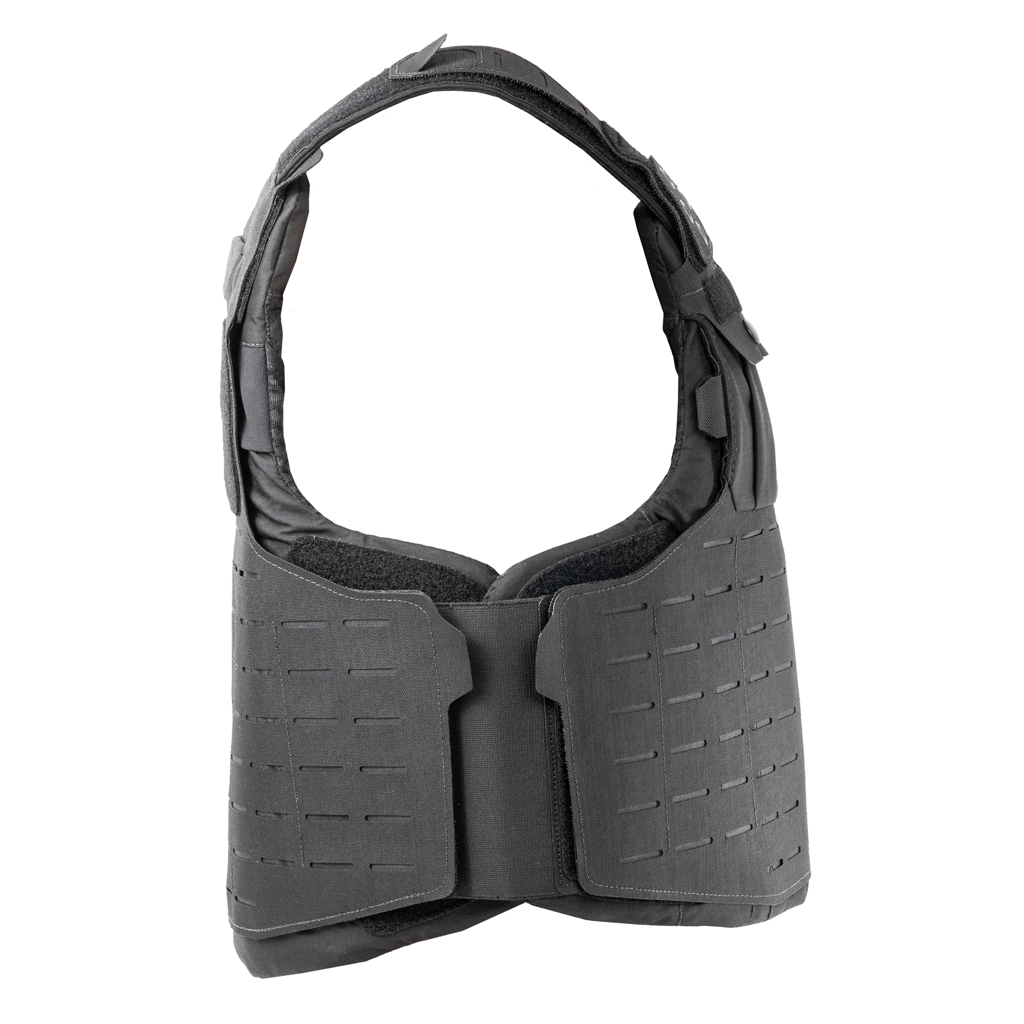 The side of the RTS Tactical Uniform External Vest Carrier in the color black.