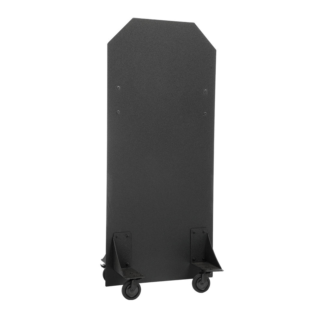 Black bulletproof panel with wheels