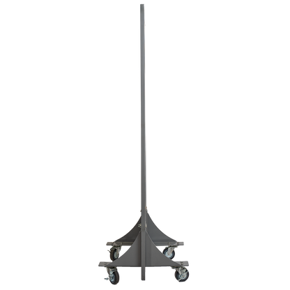 Side view of black buleltproof panel with wheels