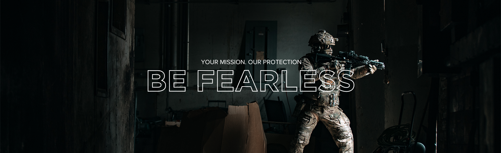 An individual wearing Multicam tactical gear and body armor from RTS Tactical.