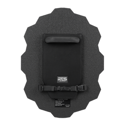 Backside of ballistic shield with grip handle.