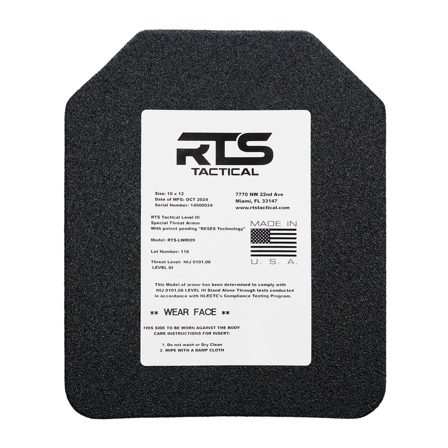 RTS Tactical Level III Threat Armor Plate with RESES Technology