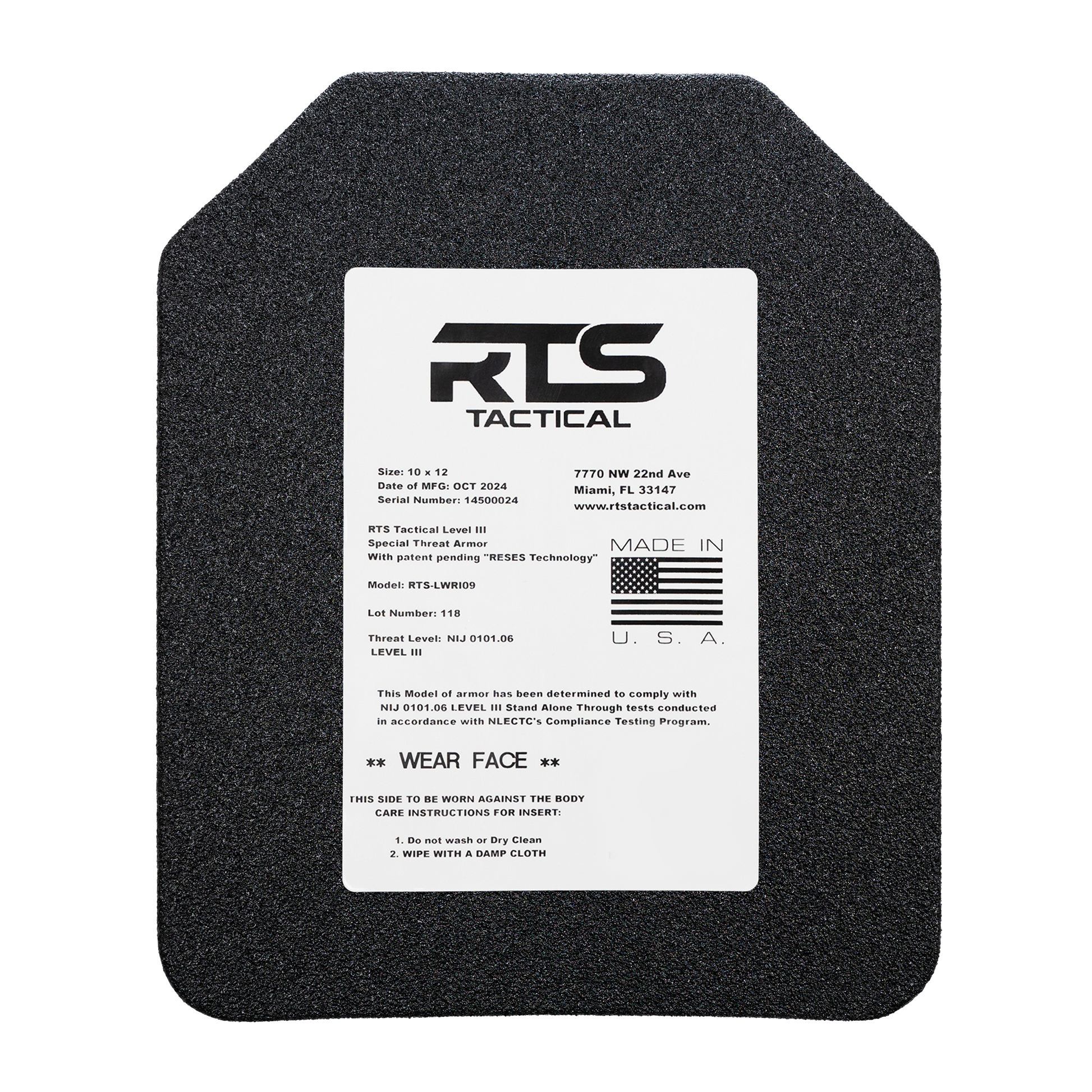 RTS Tactical Level III Threat Armor Plate with RESES Technology