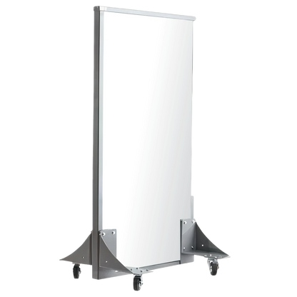 The RTS Tactical Ballistic Whiteboard Level III Panel on wheels for easy mobility.