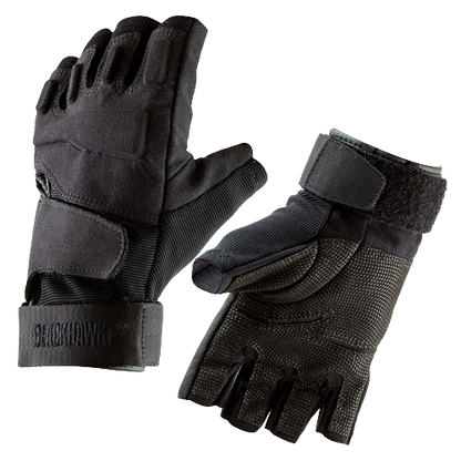 The front and back of the Blackhawk S.O.L.A.G. Special Ops 1/2 Finger Tactical Gloves.